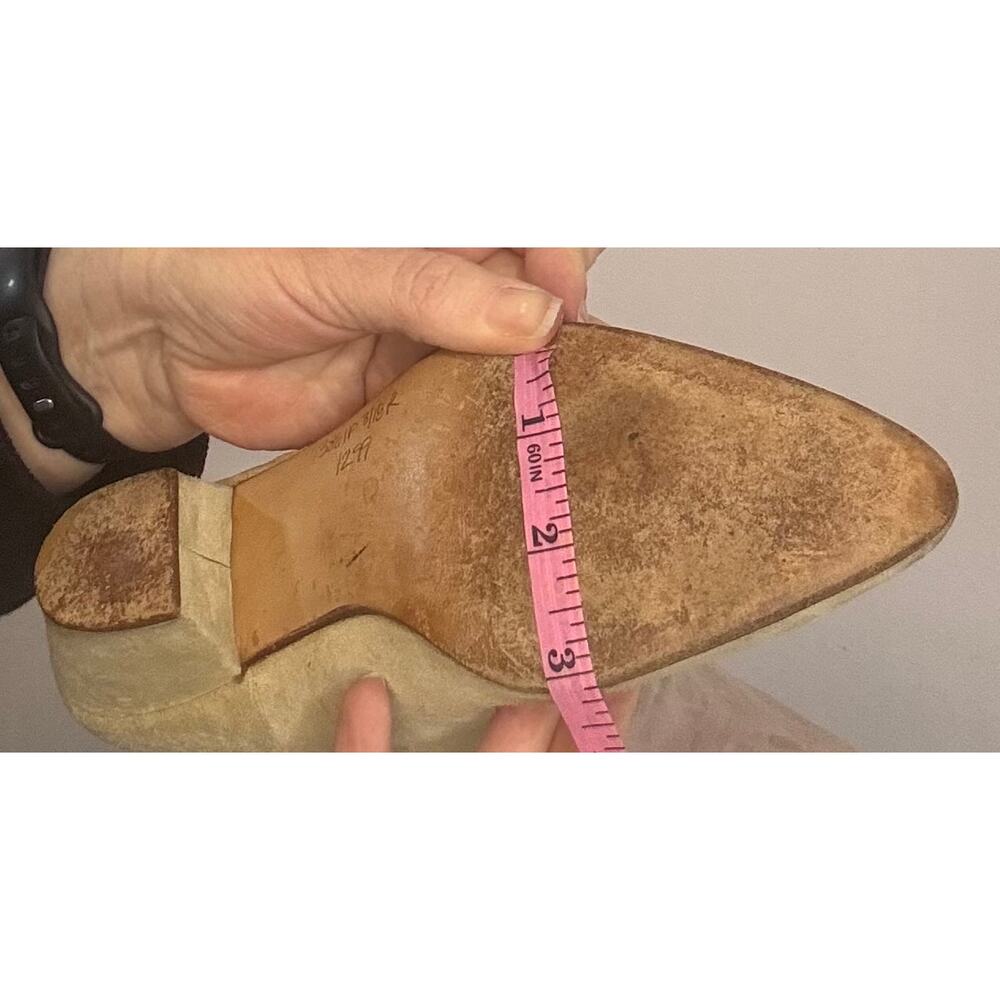 🔥SALE🔥VTG Maud Frizon 70’s/80’s Suede Boot 1.5” Heel Beige/Green French Designer - Picture 13 of 16
